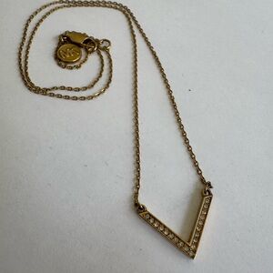 Michael Kors Gold V-Point Pavé Pendant Necklace